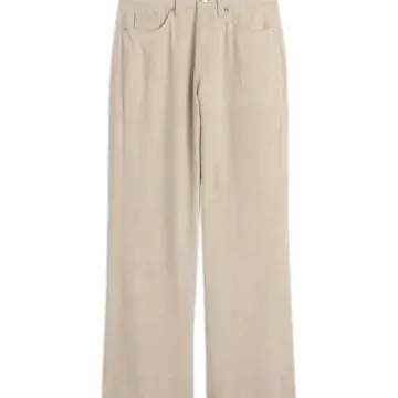 Light Beige Wide-Leg Five-Pocket Pants