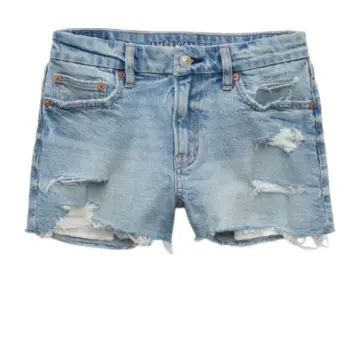 Light Blue Distressed Cutoff Denim Shorts