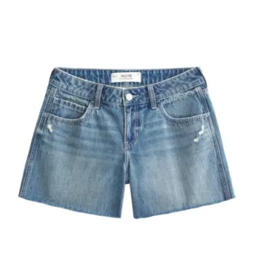 Medium Wash High-Rise Relaxed Straight Denim Shorts