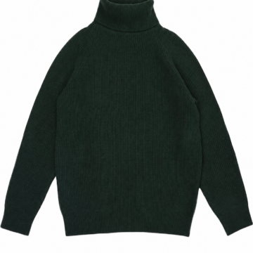 Dark Green Ribbed Turtleneck Sweater