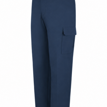 Navy Blue Relaxed Straight-Leg Cargo Pants with Flap Pocket