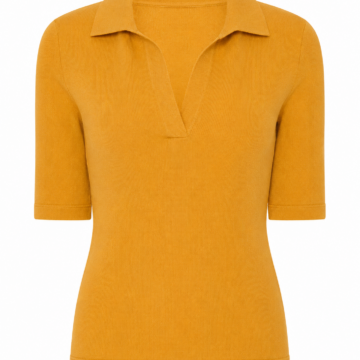 Mustard Yellow Slim Fit Knit Polo Shirt