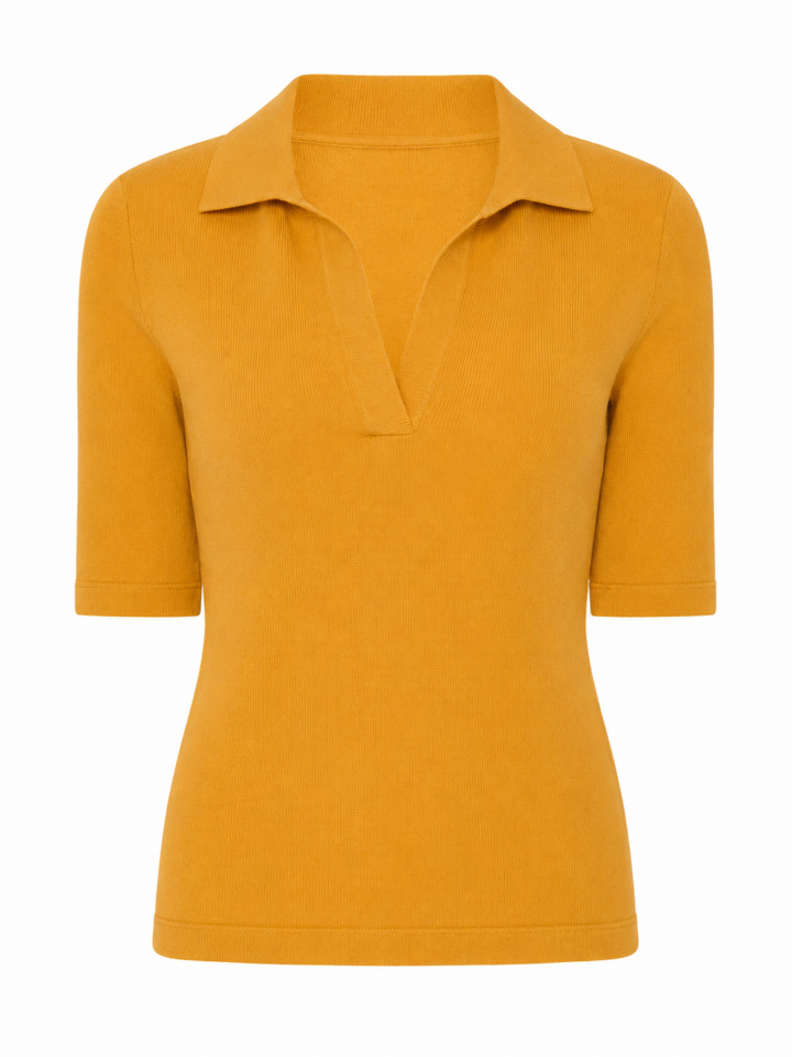 Mustard Yellow Slim Fit Knit Polo Shirt
