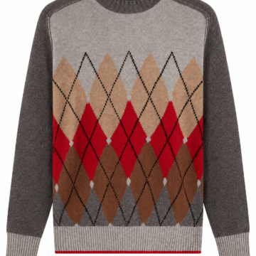 Light Grey Argyle Crew Neck Sweater