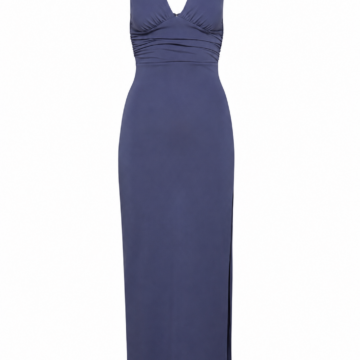 Dark Blue Bodycon Maxi Dress with Side Slit
