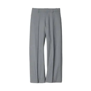 Medium Grey Tailored Straight-Leg Trousers with Front Crease