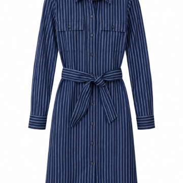Navy Pinstripe Shirt Dress