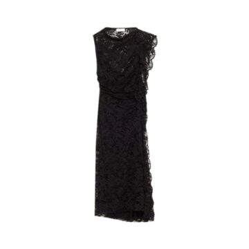 Black Floral Lace Midi Dress