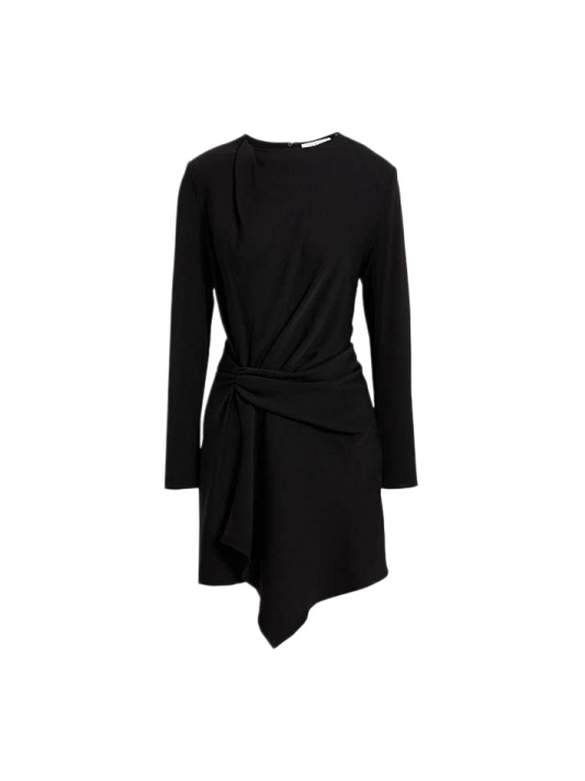 Black Long-Sleeve Draped Dress