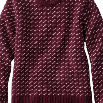 Burgundy White Geometric Pattern Knit Sweater