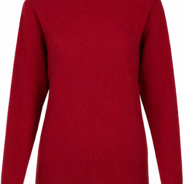 Solid Red Regular Fit Mock Neck Knit Sweater