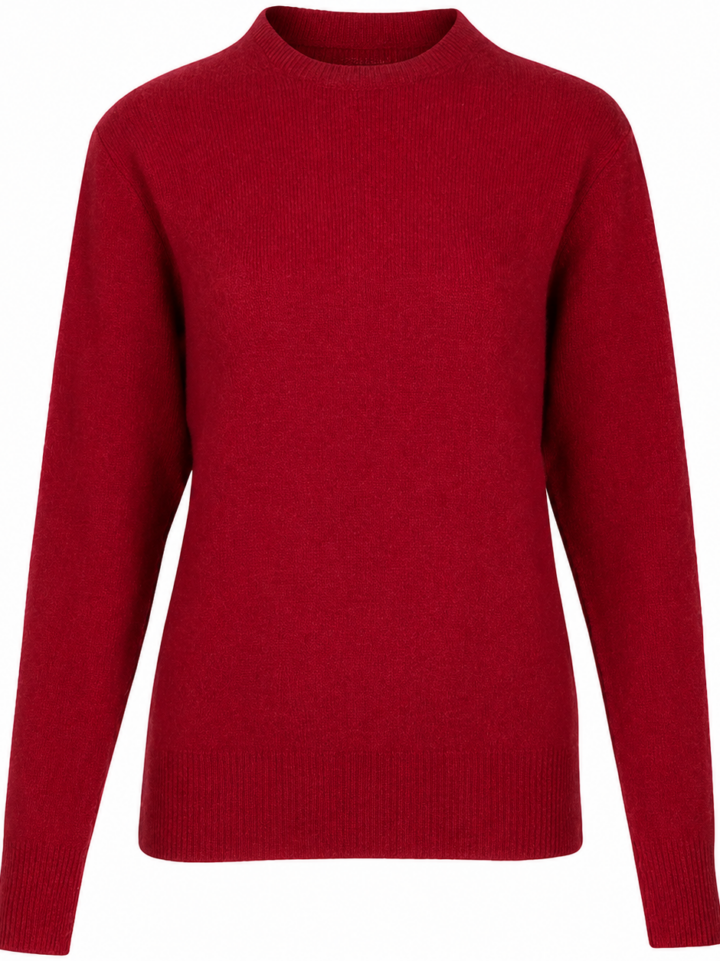 Solid Red Regular Fit Mock Neck Knit Sweater