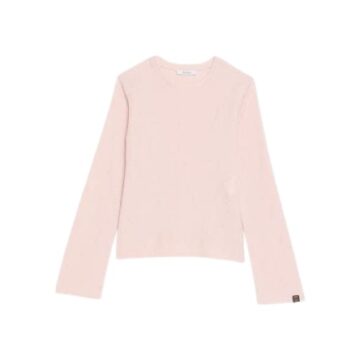Pale Pink Crew Neck Long-Sleeve Knit Sweater